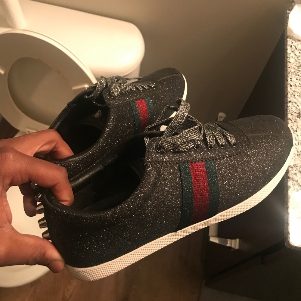 Gucci Ace Black Web Glitter Sneakers